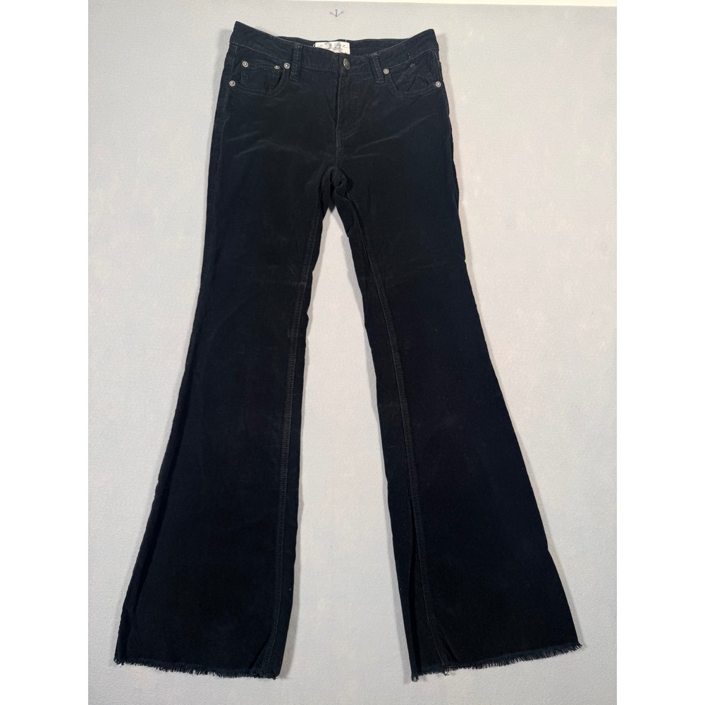 We The Free Black Corduroy Flare Pants Raw Hem Womens Size 24 Regular Boho 70s